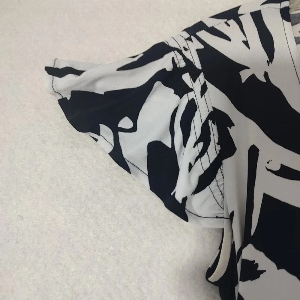 Ann Taylor Black and White Midi wrap Dress - Picture 4 of 5